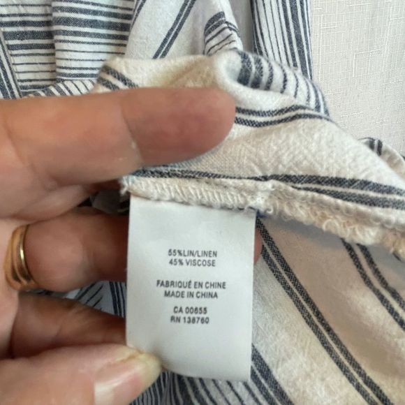 Reitmans Womens Blue and White Striped Linen Blend Button Up Top Size 2X - Picture 3 of 9